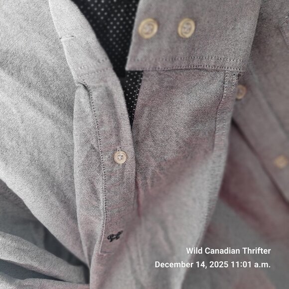 Le 31 L Gray Cotton Long Sleeve Button-Up Shirt Heritage Collection Semi Fit - Picture 5 of 9